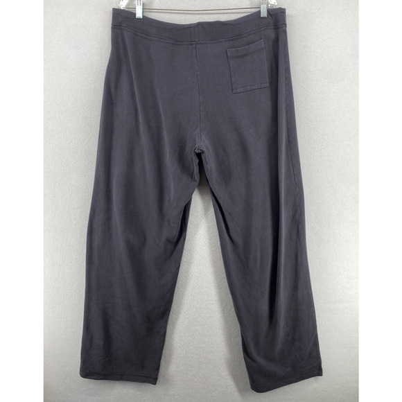 EILEEN FISHER Pants L Heavy Brushed Flannel Cotton Elastic Waistband Blue Gray - Picture 3 of 12
